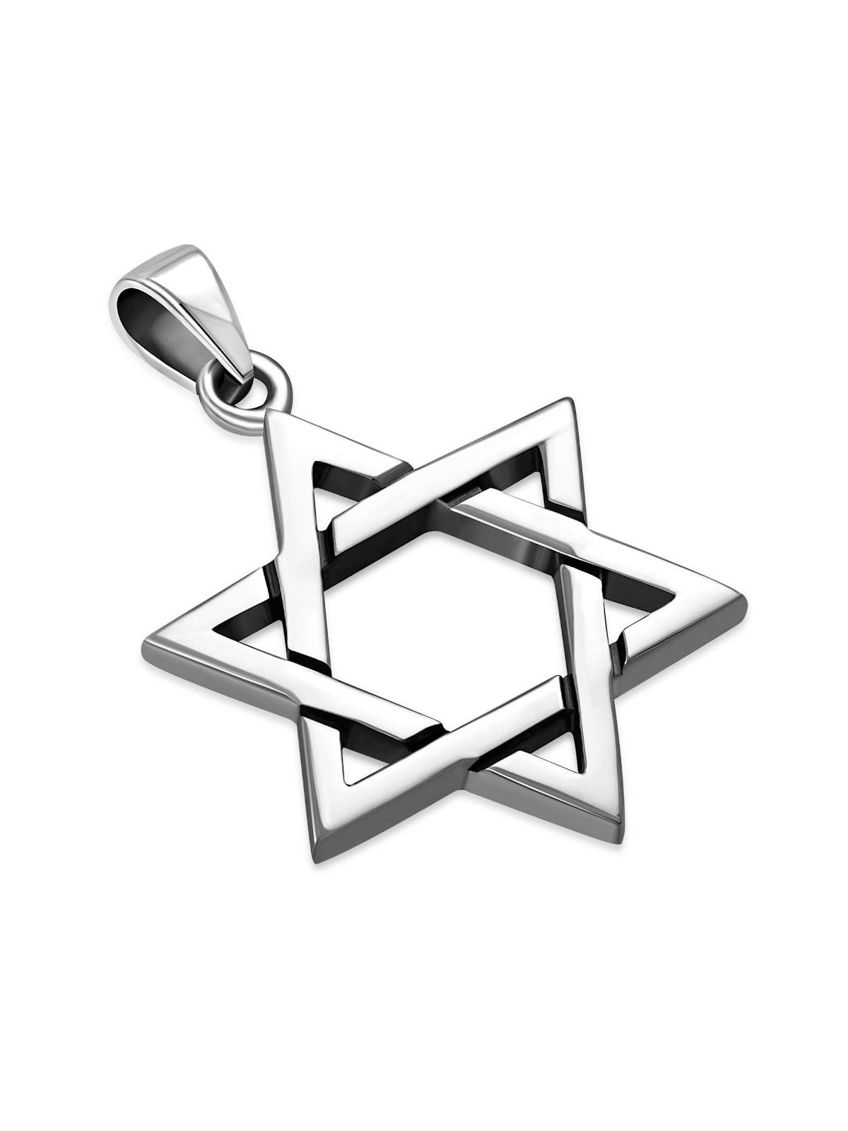 925 Sterling Silver Star of David Pair of Pendants Necklace
