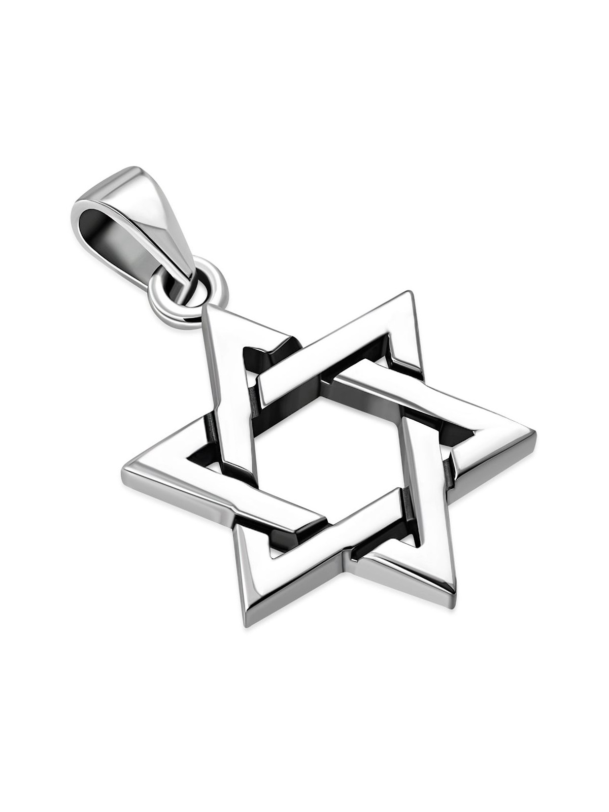 925 Sterling Silver Star of David Pair of Pendants Necklace