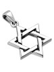 925 Sterling Silver Star of David Pair of Pendants Necklace