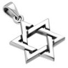 925 Sterling Silver Star of David Pair of Pendants Necklace
