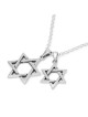 925 Sterling Silver Star of David Pair of Pendants Necklace