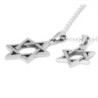 925 Sterling Silver Star of David Pair of Pendants Necklace