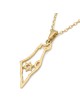 14K Gold Outline Map of Israel Pendant with Star of David - Yellow or