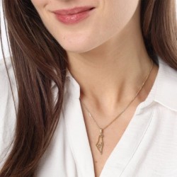 14K Gold Outline Map of Israel Pendant with Star of David - Yellow or