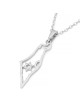 14K Gold Outline Map of Israel Pendant with Star of David - Yellow or