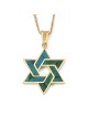 14K Gold and Eilat Stone Star of David Color-Block Pendant