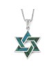 14K Gold and Eilat Stone Star of David Color-Block Pendant