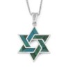 14K Gold and Eilat Stone Star of David Color-Block Pendant