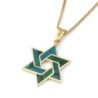 14K Gold and Eilat Stone Star of David Color-Block Pendant