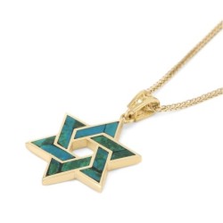 14K Gold and Eilat Stone Star of David Color-Block Pendant