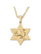14K Gold Star of David Unisex Pendant Necklace with Lion of Judah
