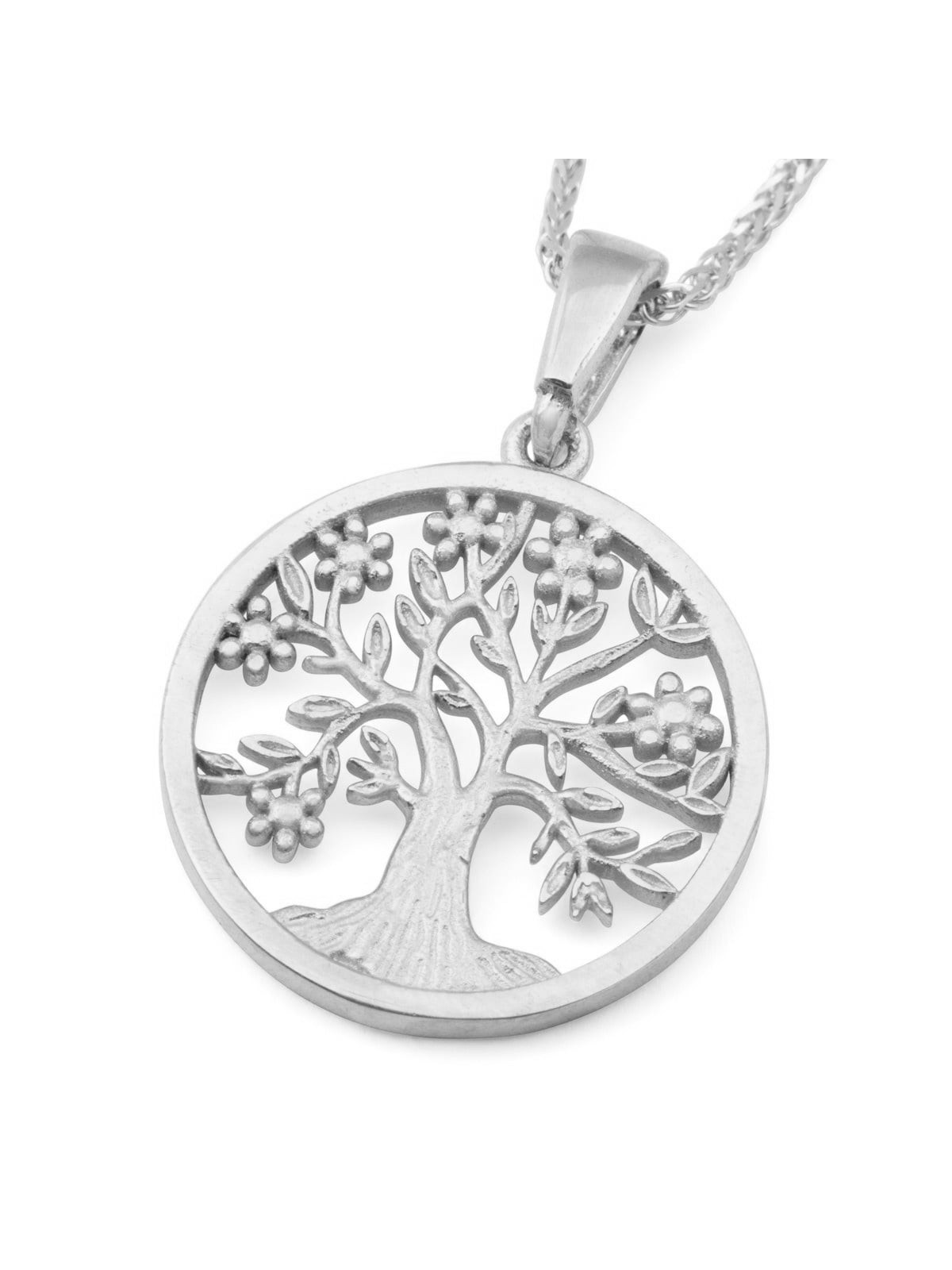14K Gold Round Tree of Life Pendant Necklace