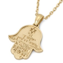 14K Gold Hamsa Jerusalem Pendant Necklace with Star of David
