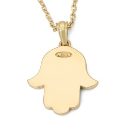 14K Gold Hamsa Jerusalem Pendant Necklace with Star of David