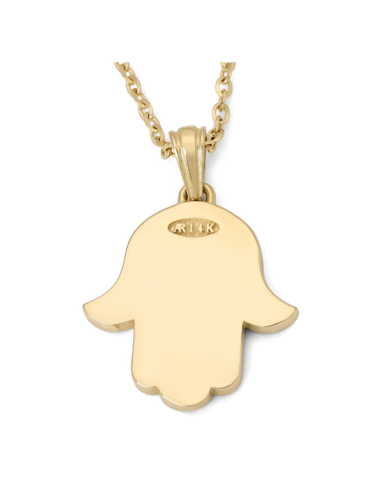 14K Gold Hamsa Jerusalem Pendant Necklace with Star of David