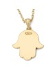 14K Gold Hamsa Jerusalem Pendant Necklace with Star of David