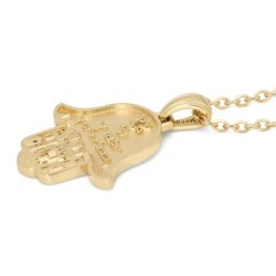 14K Gold Hamsa Jerusalem Pendant Necklace with Star of David