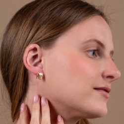 Gold-Plated Silver Ahava / Love Stud Earrings