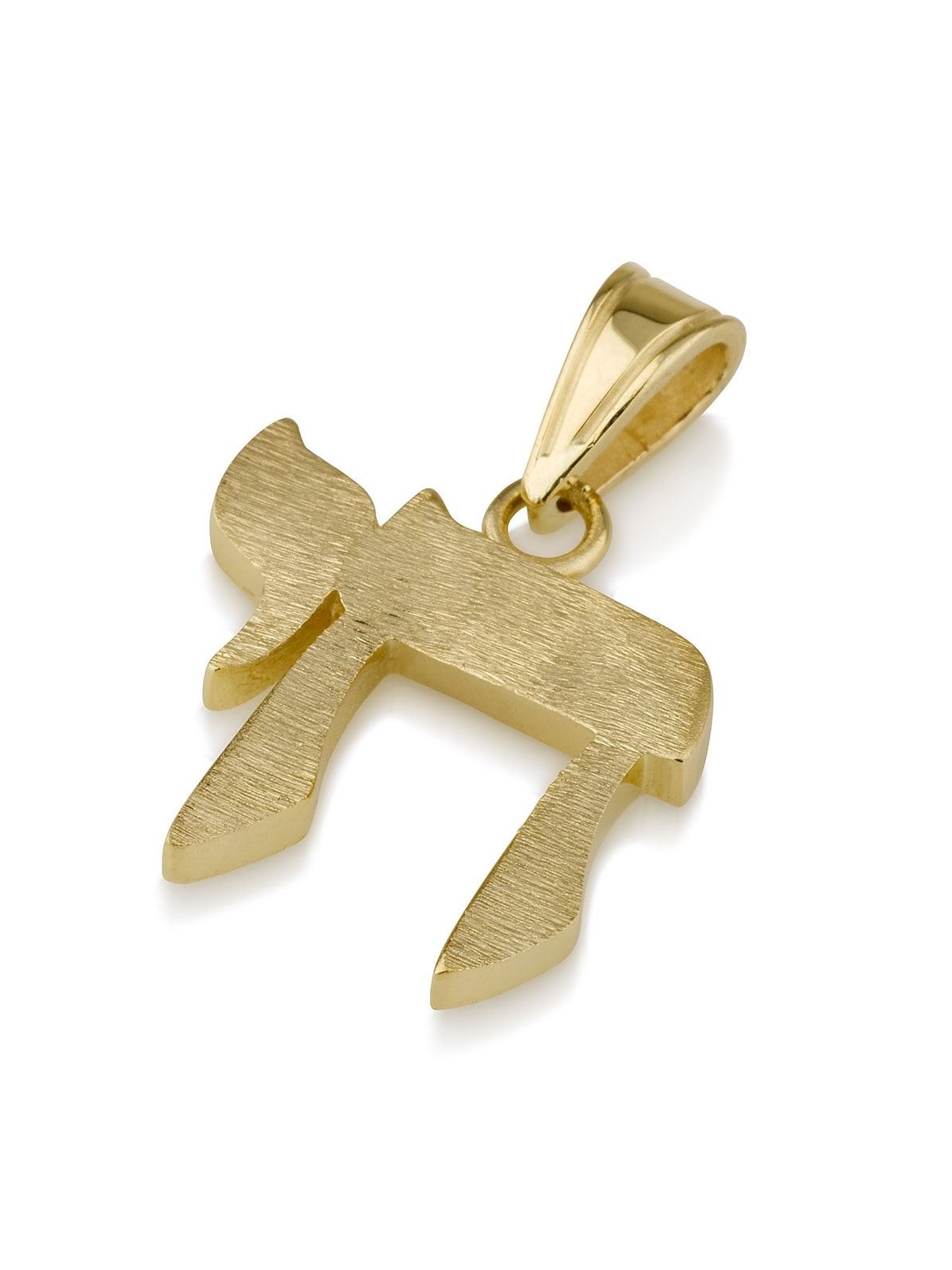 14K Gold Chai Pendant with Etched Finish