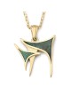 14K Yellow Gold Unique Unisex Chai Pendant Necklace with Eilat Stone