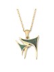 14K Yellow Gold Unique Unisex Chai Pendant Necklace with Eilat Stone