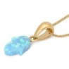 14K Gold Blue Opal Hamsa Pendant