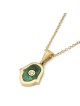 14K Gold Hamsa Pendant with Diamond & Eilat Stone for Women