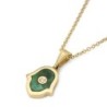 14K Gold Hamsa Pendant with Diamond & Eilat Stone for Women