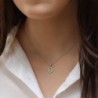 14K Gold Hamsa Pendant with Diamond & Eilat Stone for Women