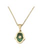 14K Gold Hamsa Pendant with Diamond & Eilat Stone for Women