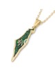 14K Yellow Gold and Eilat Stone Map of Israel Pendant with Chai - Unis