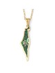 14K Yellow Gold and Eilat Stone Map of Israel Pendant with Chai - Unis