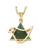 14K Gold Dove-Star of David Pendant Necklace with Eilat Stone