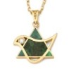 14K Gold Dove-Star of David Pendant Necklace with Eilat Stone