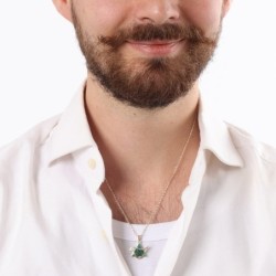 14K Gold Dove-Star of David Pendant Necklace with Eilat Stone