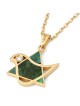 14K Gold Dove-Star of David Pendant Necklace with Eilat Stone
