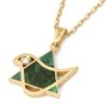 14K Gold Dove-Star of David Pendant Necklace with Eilat Stone