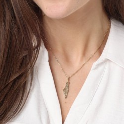 14K Gold Land of Israel Shema Yisrael Pendant Necklace - Unisex