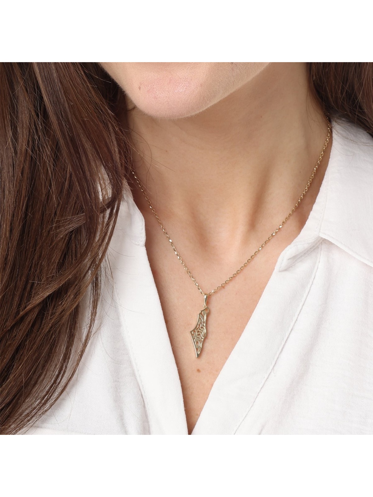 14K Gold Land of Israel Shema Yisrael Pendant Necklace - Unisex