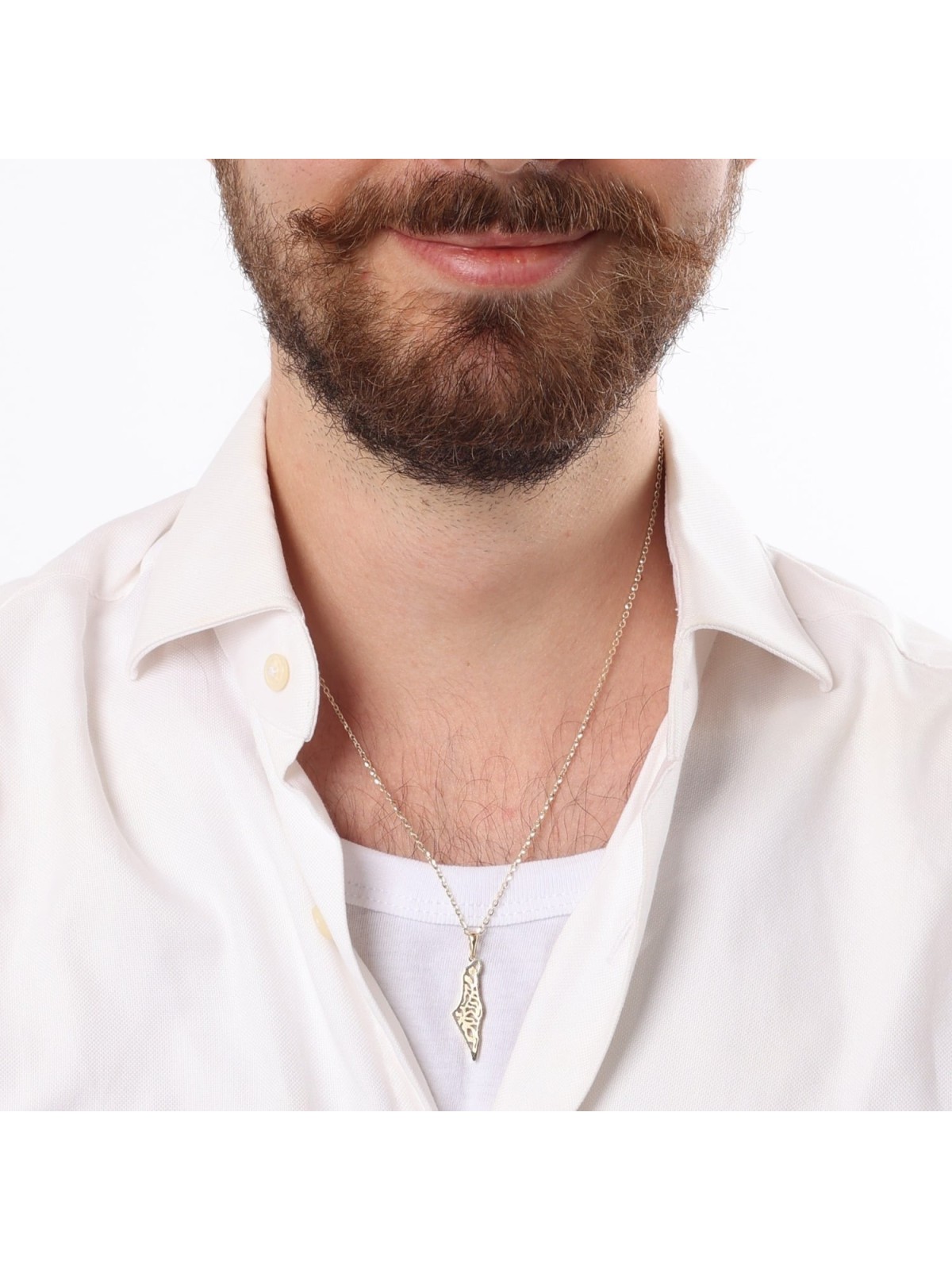 14K Gold Land of Israel Shema Yisrael Pendant Necklace - Unisex