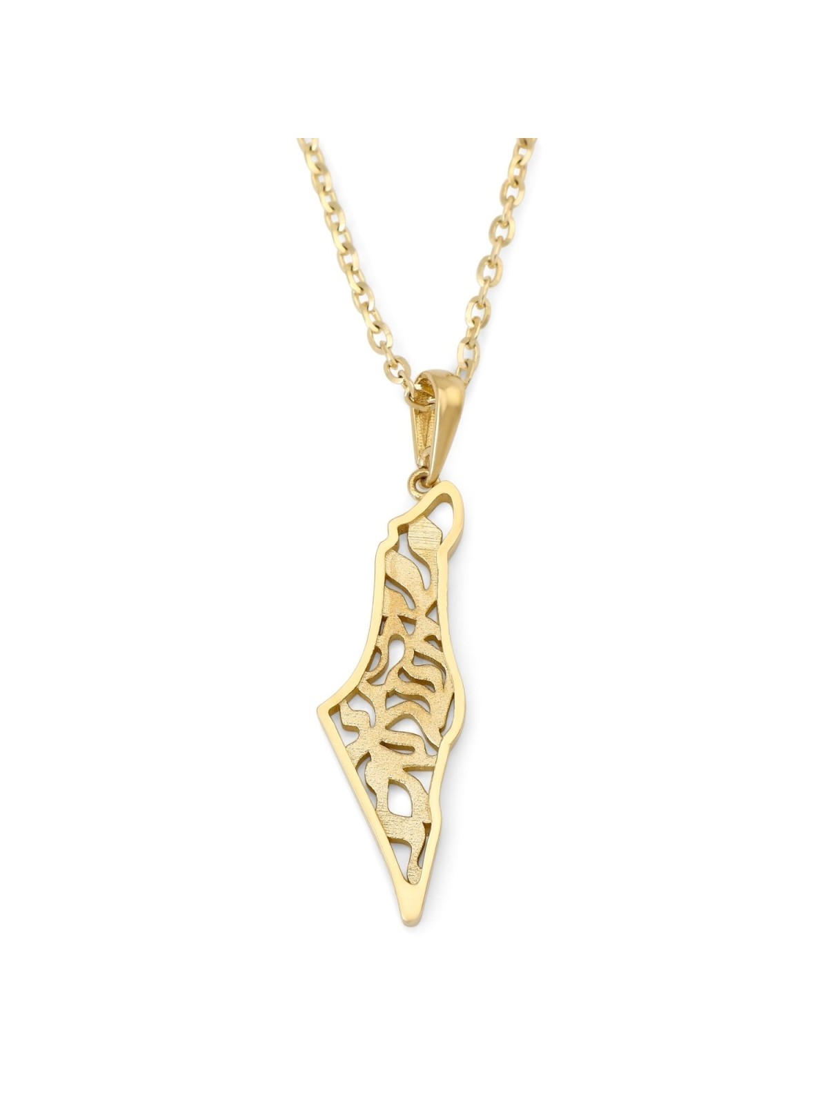 14K Gold Land of Israel Shema Yisrael Pendant Necklace - Unisex