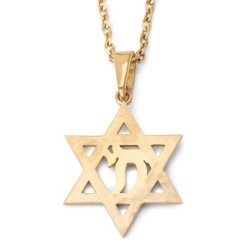 14K Gold Star of David & Chai Pendant Necklace - Yellow or White Gold