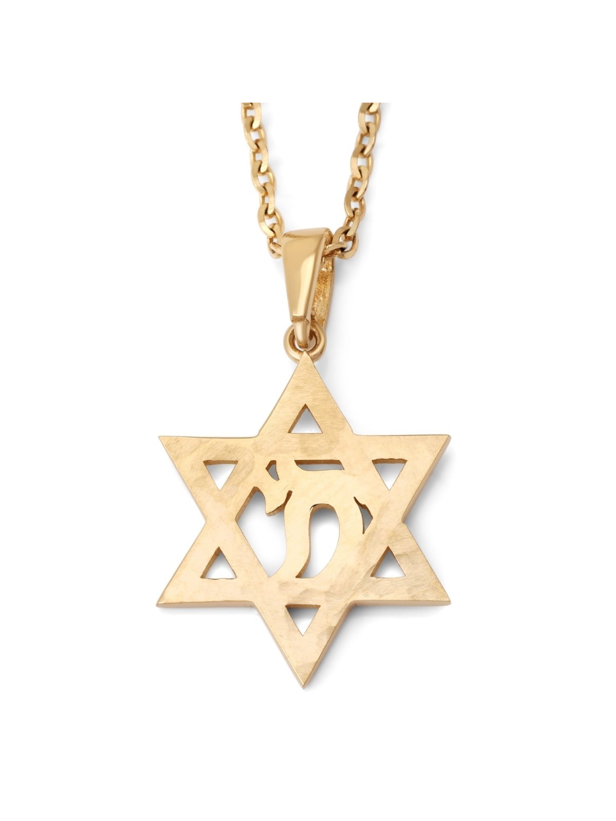 14K Gold Star of David & Chai Pendant Necklace - Yellow or White Gold