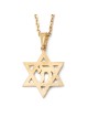 14K Gold Star of David & Chai Pendant Necklace - Yellow or White Gold