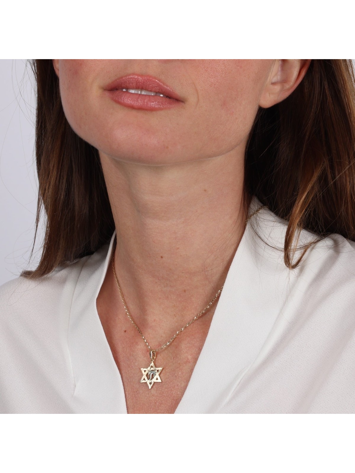14K Gold Star of David & Chai Pendant Necklace - Yellow or White Gold