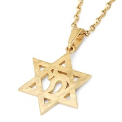 14K Gold Star of David & Chai Pendant Necklace - Yellow or White Gold