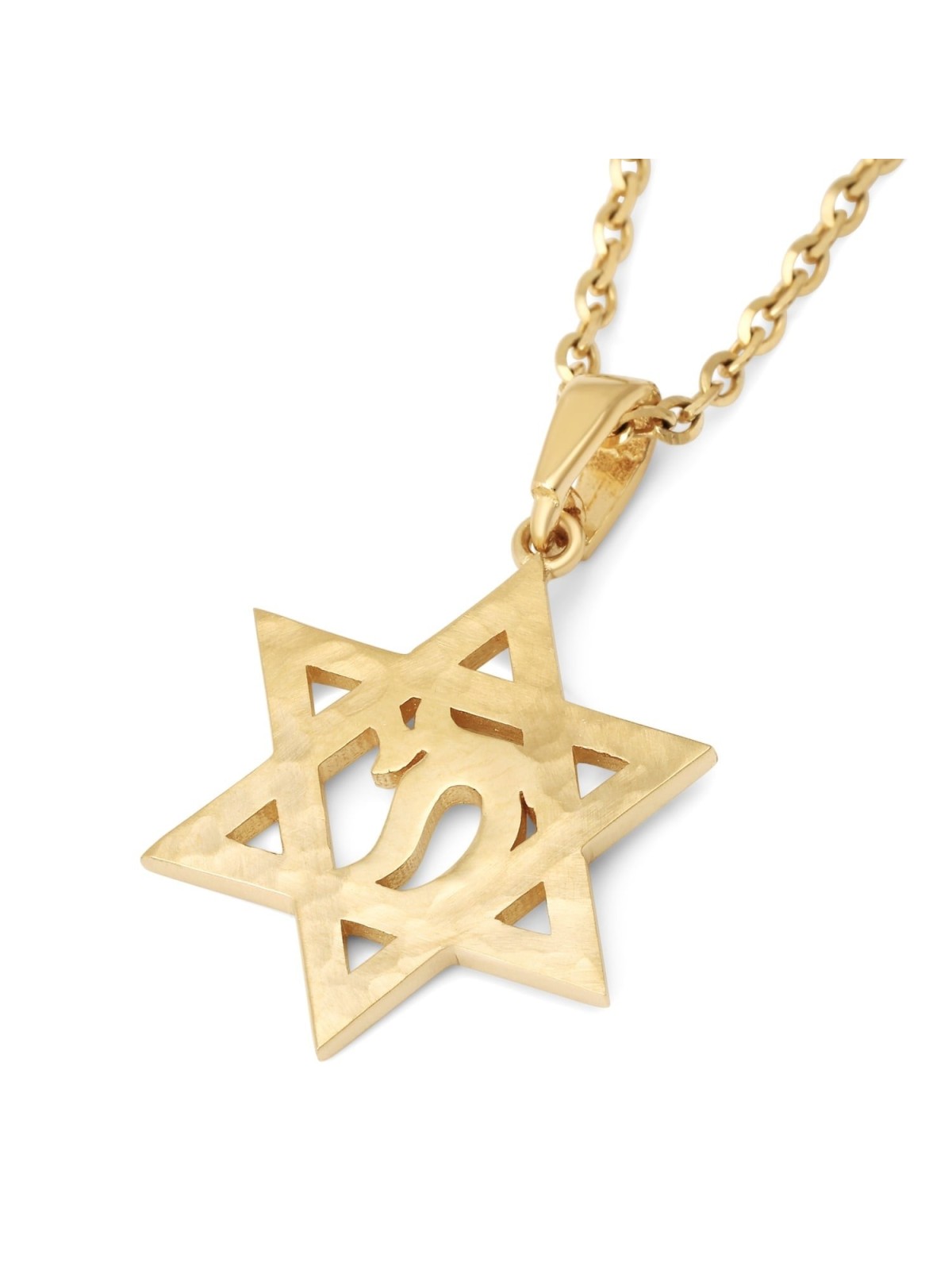 14K Gold Star of David & Chai Pendant Necklace - Yellow or White Gold
