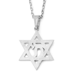 14K Gold Star of David & Chai Pendant Necklace - Yellow or White Gold