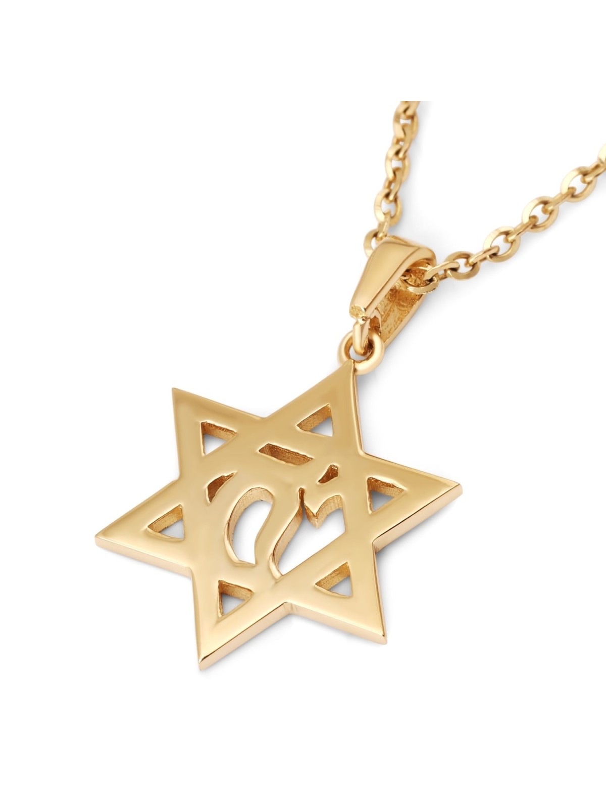 14K Gold Star of David & Chai Pendant Necklace - Yellow or White Gold