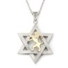 14K Gold Men's Star of David and Lion of Judah Pendant - Yellow or Whi